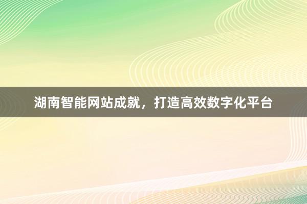 湖南智能网站成就，打造高效数字化平台